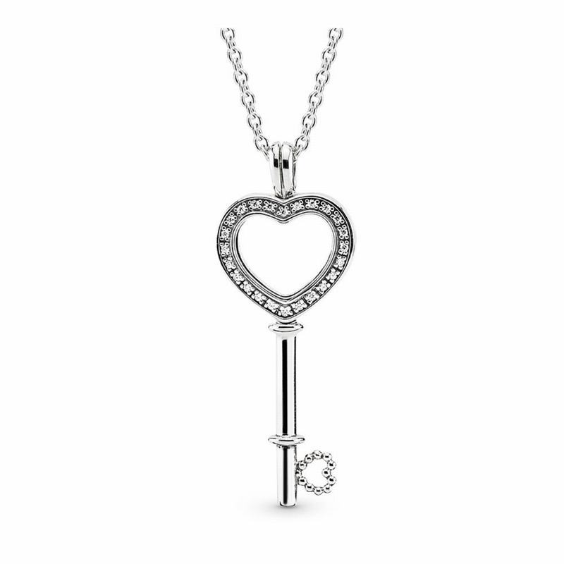 Pandora Floating Locket Heart Key Necklace Silver Egypt UK3892105